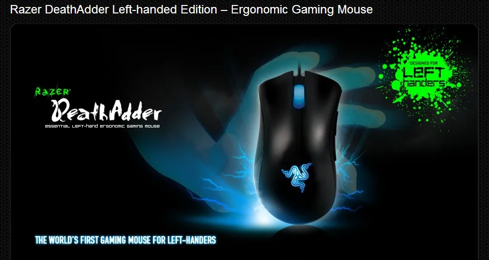 Razer DeathAdder 3500DPI Gaming Mouse Blue Right Hand Free Shipping 