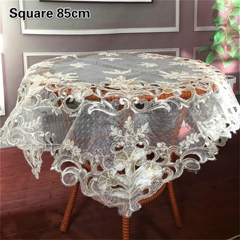 

European Classical Lace Embroidered Bead Hollow Luxury Tablecloth Bedroom Balcony Round Table Cover Cloth Christmas Decoration