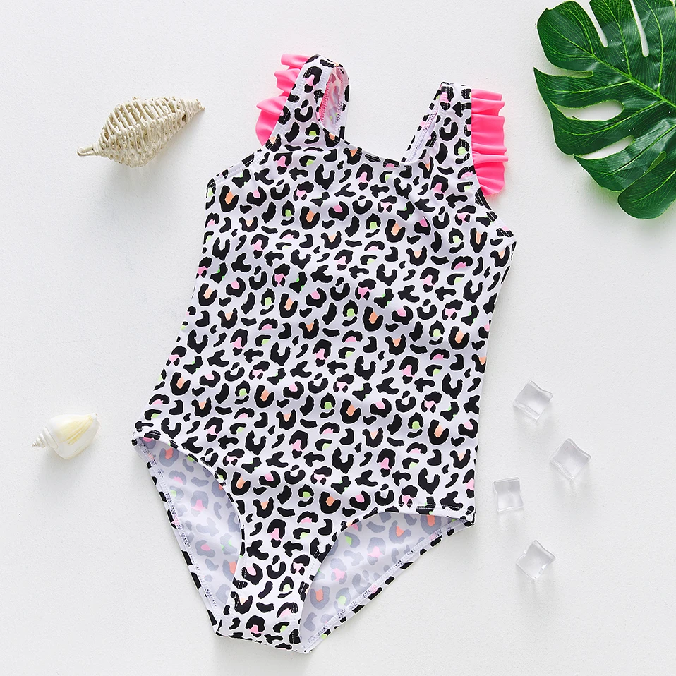 Girls Swimwear Bathing-Suit-St245 Print Leopard Toddler High-Quality New 2--9year Kids