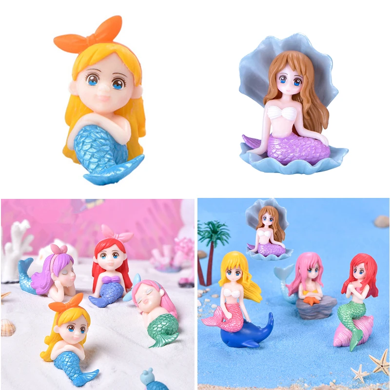 Cartoon Mermaid Decorazioni Ocean Girl Doll Acquario Fai-Da-Te Fish Tank Little Ornament Desk Craft Home Anime Decor