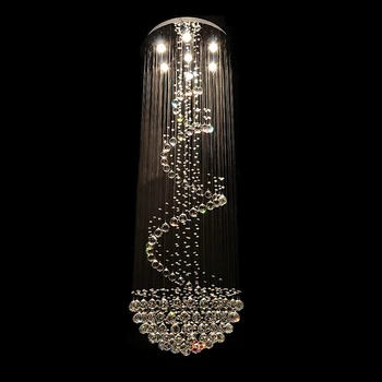 

Luxury Lobby Crystal Hanging Lamp Living room Crystal Ball Staircase Chandelier Long Loft Corridor Large Indoor Lighting Lights