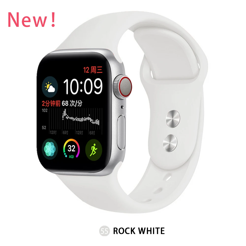 Силиконовый ремешок для Apple Watch 38 мм 42 мм iwatch 5 ремешок 44 мм 40 мм спортивный браслет резиновый ремешок для iwatch 4 3 2 1 - Цвет ремешка: Rock white
