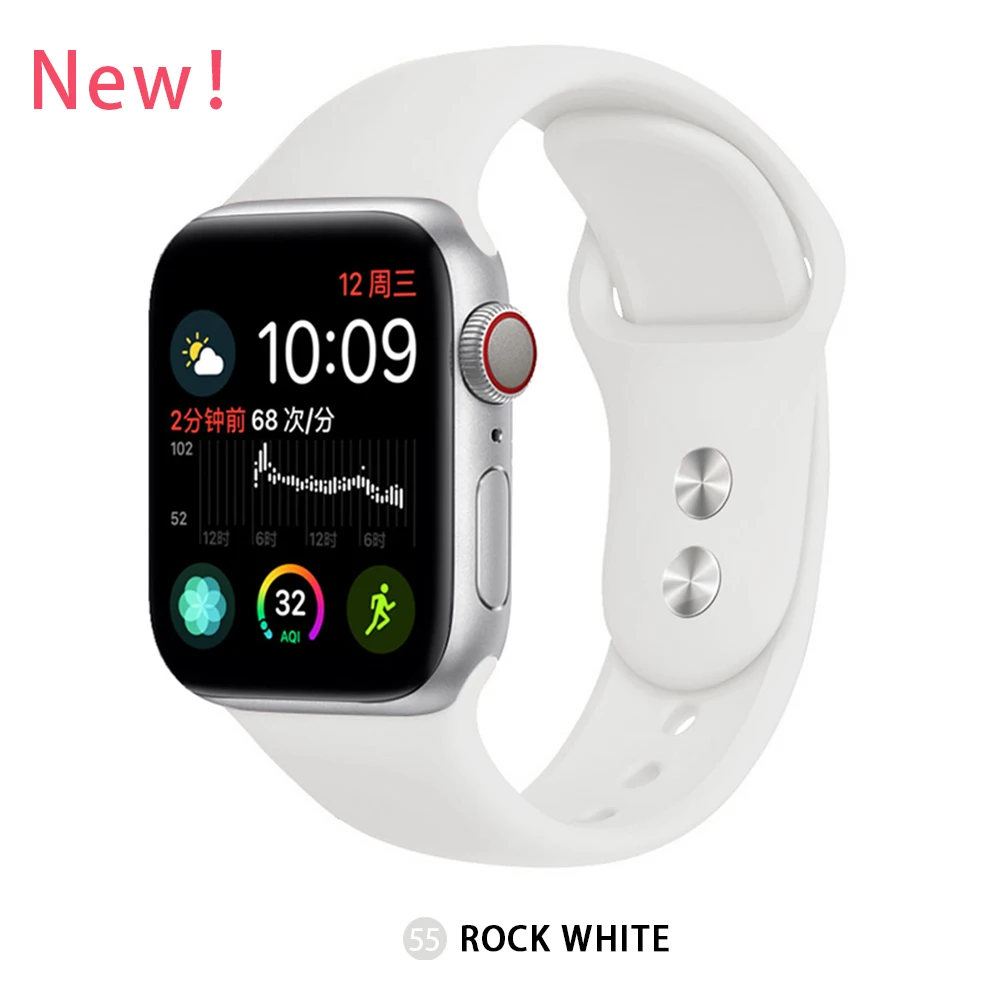 Rock white Силиконовый ремешок для Apple Watch 38 мм 42 мм iwatch 5 ремешок 44 мм 40 мм спортивный браслет резиновый ремешок для iwatch 4 3 2 1 - Цвет ремешка: Rock white