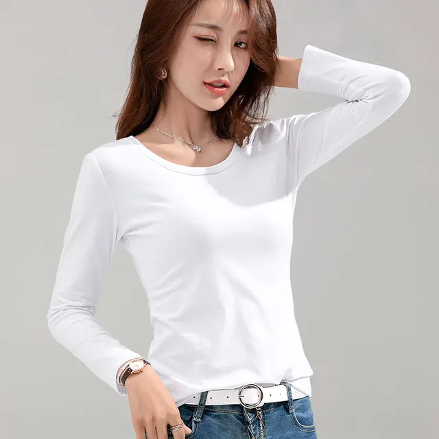 MRMT 2024 Brand New Women's T-shirt Slim Pure Cotton 95% Women T-shirt Long-sleeved for Female Thin White Tops Woman Tees Shirt 2