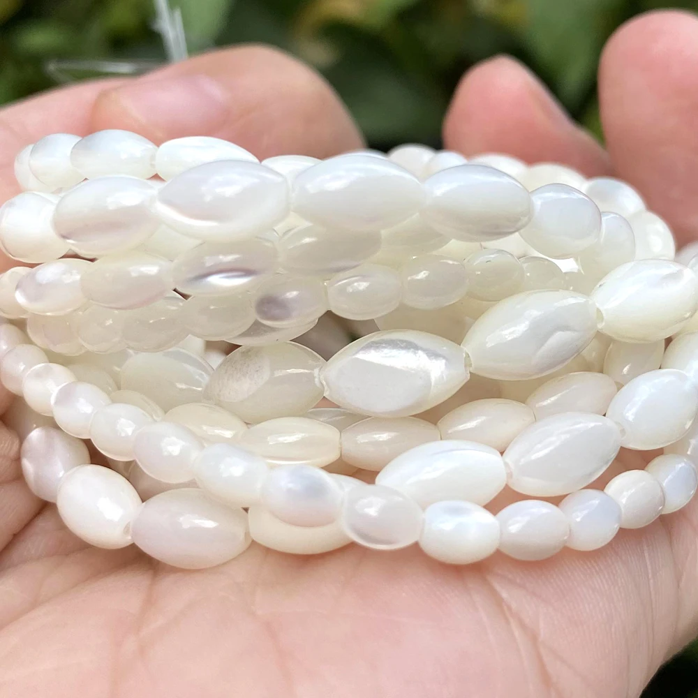 Loose Beads White Oval Natural Sea Shell Beads for Jewelry Making