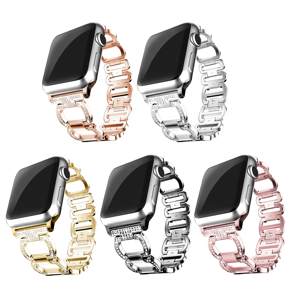 Diamond band for apple watch series 5 4 3 2 1 bracelet women stainless steel iwatch 5