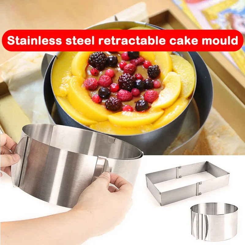 3D круглая квадратная форма для выпечки, регулируемое кольцо-мусс, форма для выпечки торта, форма для выпечки из нержавеющей стали, кухонный инструмент для украшения десерта