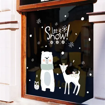 

Cute Elk Christmas Wall Stickers Window Glass Festival Decals Santa Murals New Year Christmas Decorations for Home New #25