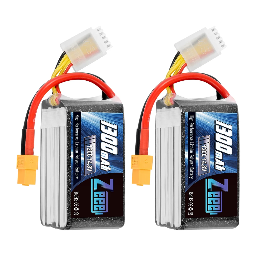 2 шт. Zeee Lipo батарея 14,8 V 120C 1300mAh 4S графеновая батарея с разъемом XT60 для FPV гоночный Дрон Квадрокоптер RC автомобиль самолет - Цвет: XT60 plug