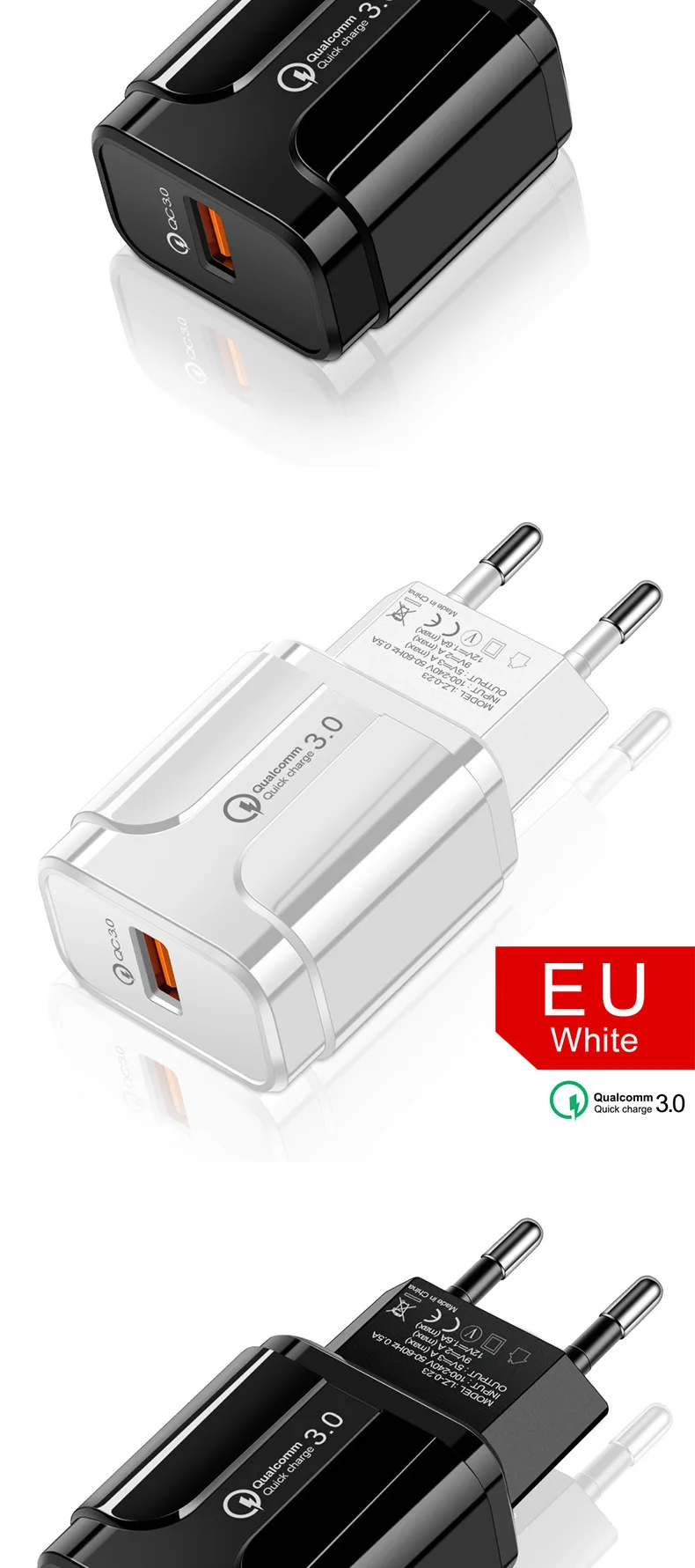 usb c 30w Mobile Phone Charger Quick Charge QC 3.0 4.0 18W Fast Charging EU US Plug Adapter Wall USB Charger For iPhone Samsung Xiaomi 65w charger usb c