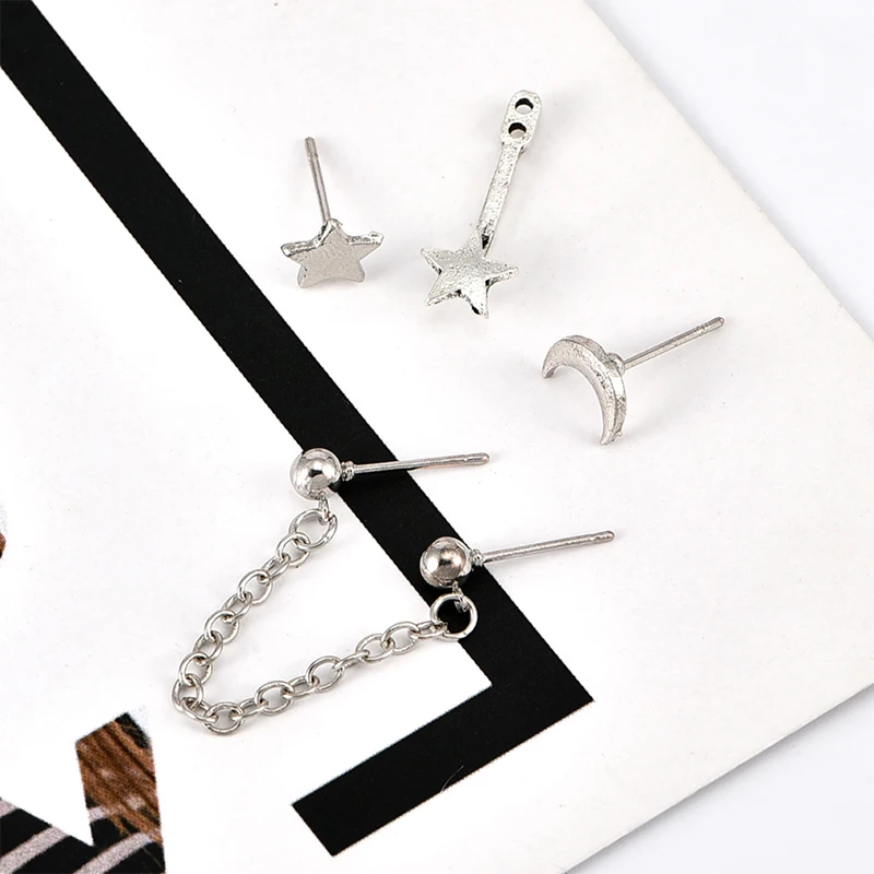 3 шт./компл. в богемном стиле ретро Луна Звезды цепочкой модные серьги гвоздики