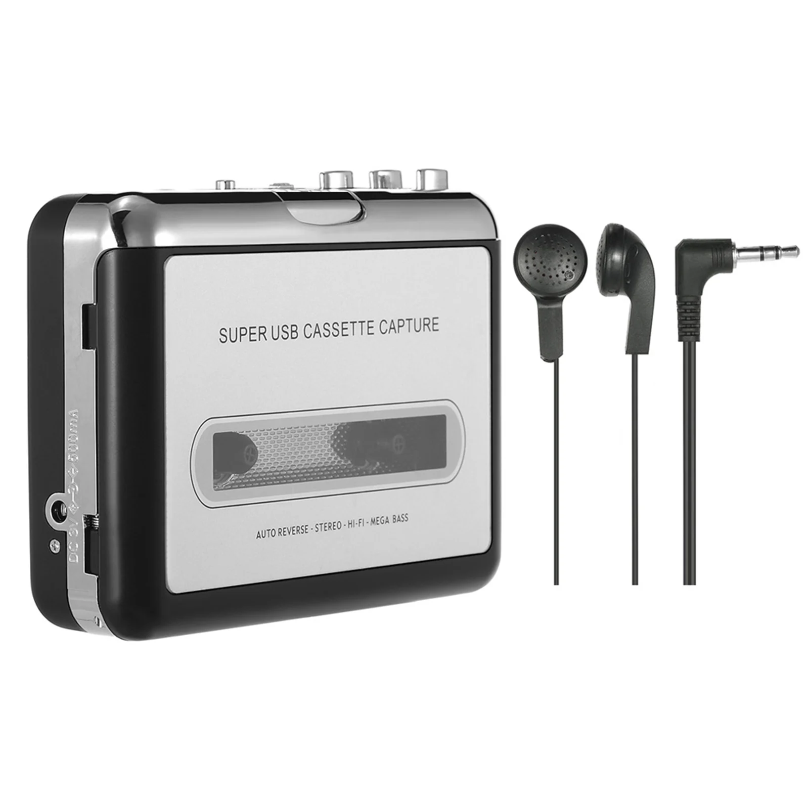 Docooler ezcap218B USB Cassette Capture Cassette Tape-to-MP3 Converter into Computer Stereo HiFi Sound Quality Bass Audio Music Player AUX IN AUX Output