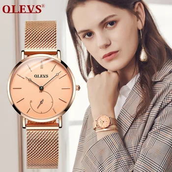 

Luxury Montre Femme Creative Gold Watch Women Slim Mesh Stainless Steel Ladies Watches With Bracelet reloj mujer dropshipping
