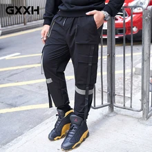 Gxxh бренд большие мужские плюс удобрения увеличивает весенние и осенние Ленточные джоггеры брюки повседневные брюки карго мужские свободные брюки