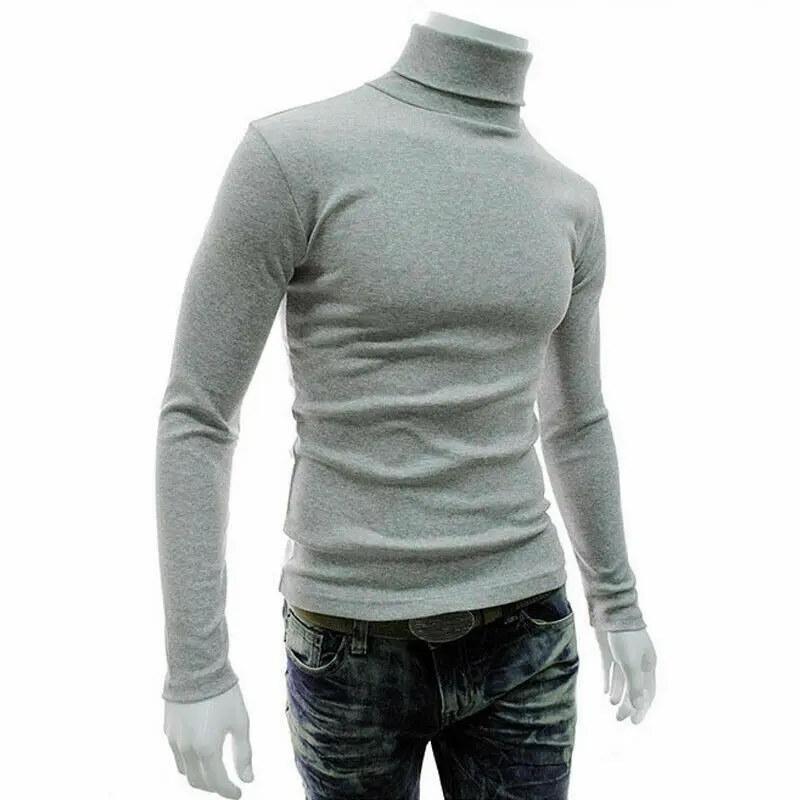 Зимний толстый теплый кашемировый мужской свитер с высоким воротом, мужские свитера, приталенный Мужской пуловер, Классический шерстяной вязаный свитер для мужчин