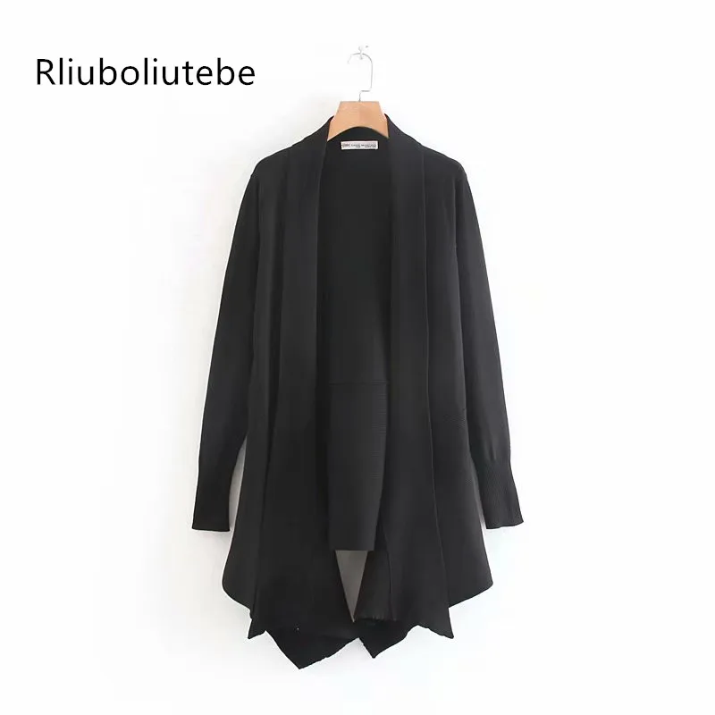 

Women Knitted cardigan Sweater Long Sleeve Fashion Open Stitch Knitted Casual Autumn Winter Long Black Sweater Cardigans