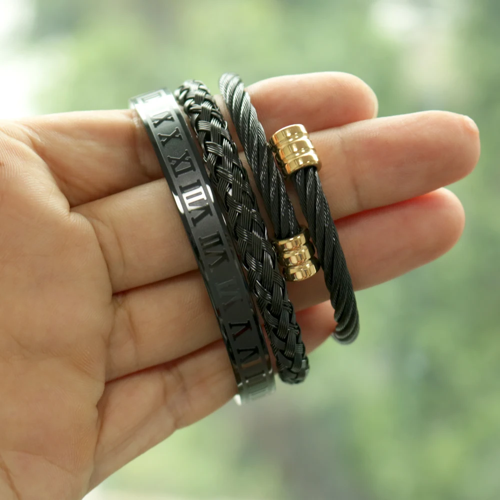 3pcs/Set Hot Men Titanium Bracelet  