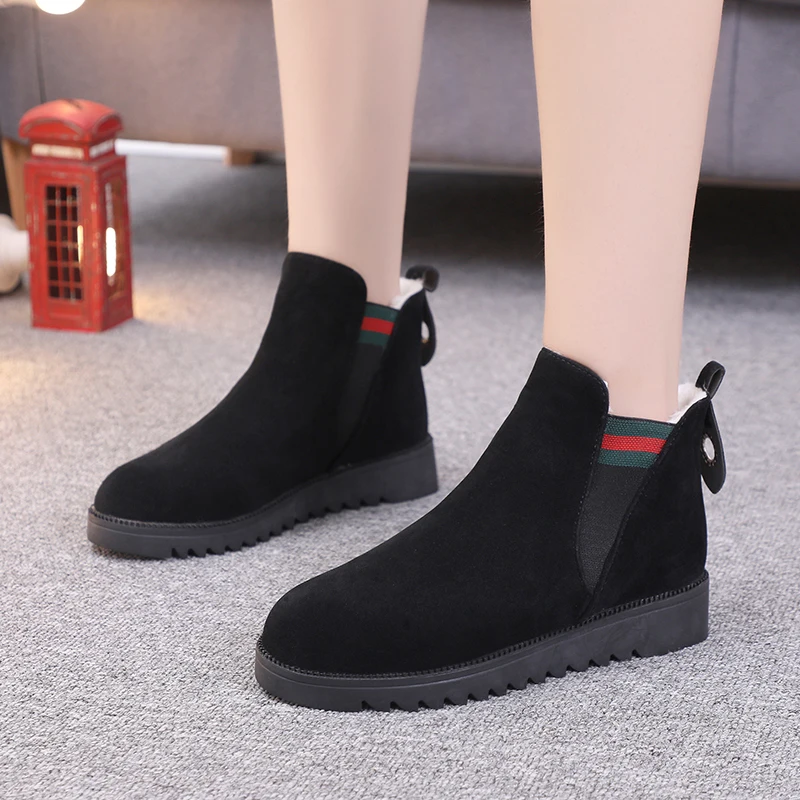 

Women Warm Snow Boots Winter PU Fur Plush Ankle Boot Women's Slip On Platform Ladies Buckle Woman Casual Shoes Female Plus Size