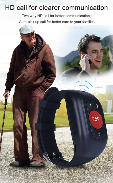 SOS pulsera GPS Tracker para personas mayores IP67 impermeable simple y  fácil de operar compatible con sistema iOS y sistema Android, 2 piezas