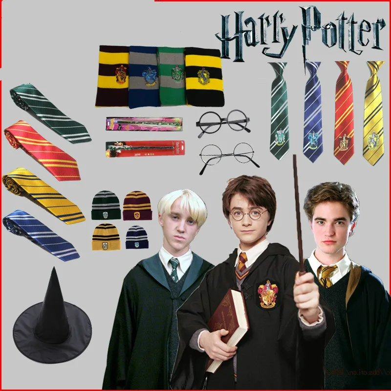 Халат накидка плащ с галстуком шарф палочка Поттер очки Ravenclaw Gryffindor Hufflepuff костюм