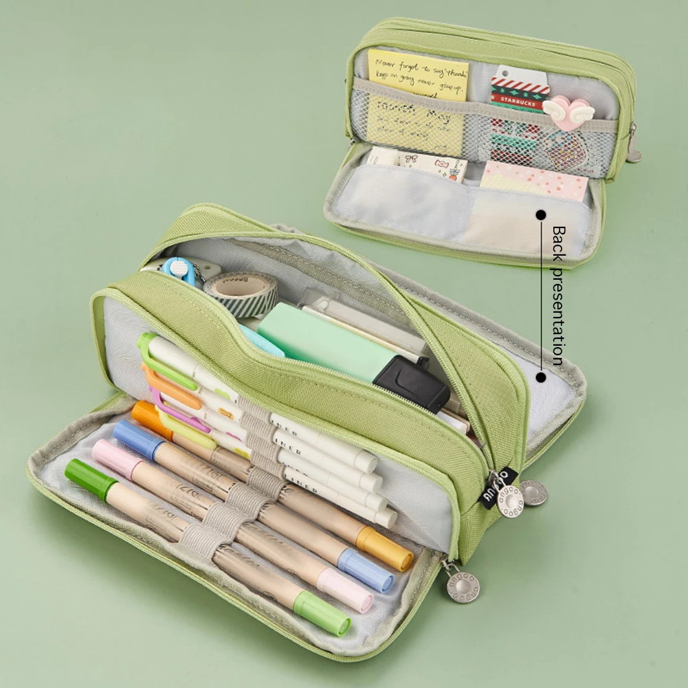 Large Capacity Pencil Case Multi Layer Function Canvas Pen Bag Boys Girls Stationery Pencilcase Storage Supplies Supply | Дом и сад