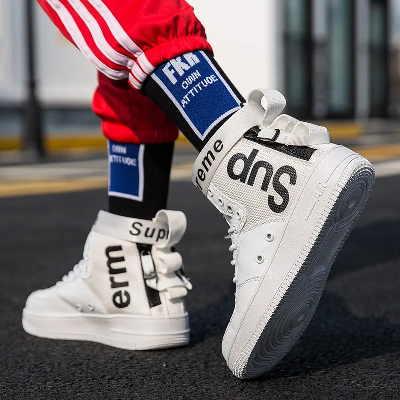 

High Shoes Men Korean-style Trend Hip Hop Shoe Male STUDENT'S Versatile 2019 New Style MEN'S SHOES White Shoes High State of Sho