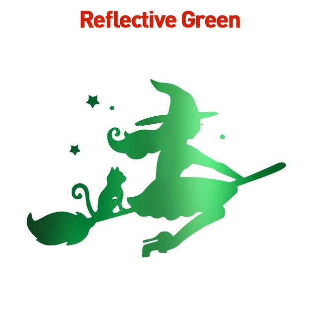 Creative Witch Car Decal Waterproof Self-Adhesive Removable Car Sticker Scratch Cover Decal Auto Decoration Reflective Green