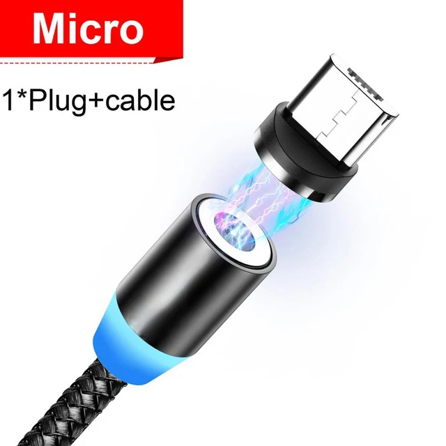 Black For Micro INIU светодиодный магнитный кабель Micro usb type-C для быстрой зарядки для iPhone 11 samsung, магнитный Micro usb type-C шнур зарядного устройства - Цвет: Black For Micro