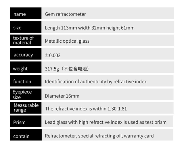 Gem Tester Gemstone Tester for All Stones 22×11×8 Rhg181 1.30-1.81  Professional Gemstone Ldentification Gem Refractometer