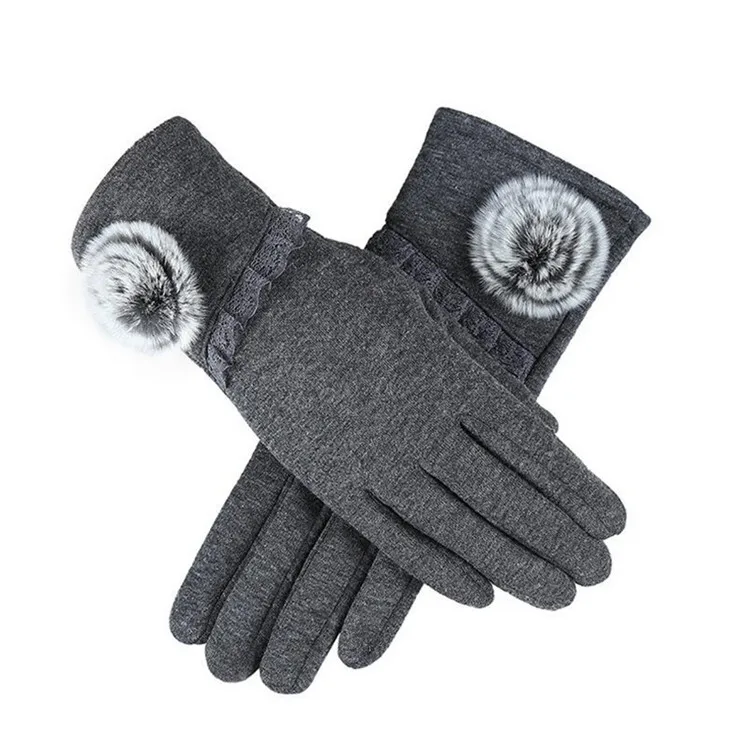 LJCUIYAO, женские перчатки и варежки, зима-осень, женские вязаные перчатки, плотные теплые шерстяные перчатки, полный палец, варежки, черные перчатки