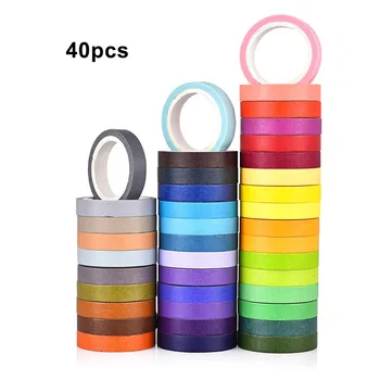 

40 Color Paper tape sets Rainbow Solid Color Masking Washi Sticky Paper Tape Adhesive Printing DIY Scrapbooking Deco Washi Tape