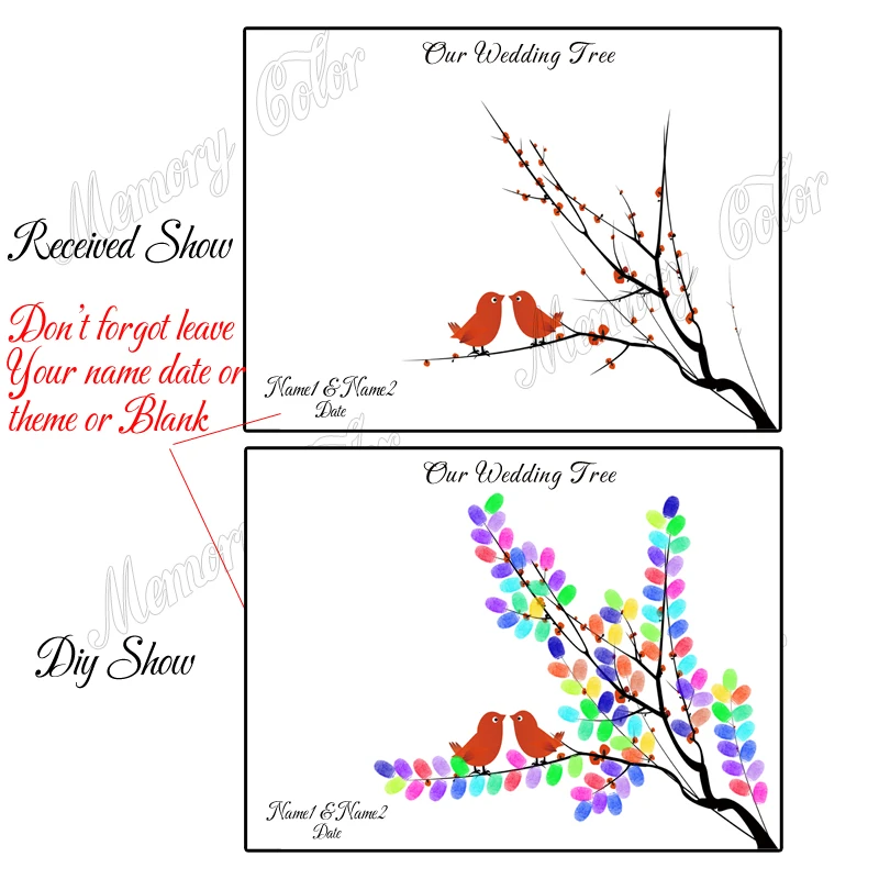 Персонализированные Имя Дата свадьба автомобиль свадебное дерево отпечаток пальца DIY Гостевая книга холст для украшения свадебной вечеринки(чернильная подушечка в комплекте - Цвет: HK003