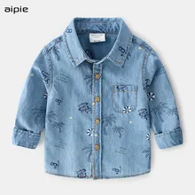 Новинка; Детские рубашки в европейском и американском стиле с принтом героев мультфильмов; г.; Детские хлопковые рубашки для мальчиков; джинсовая одежда