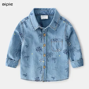 

New Children's shirts European and American Style Printing Cartoon pattern Cotton 100% Kids Boy's shirts denim clothing