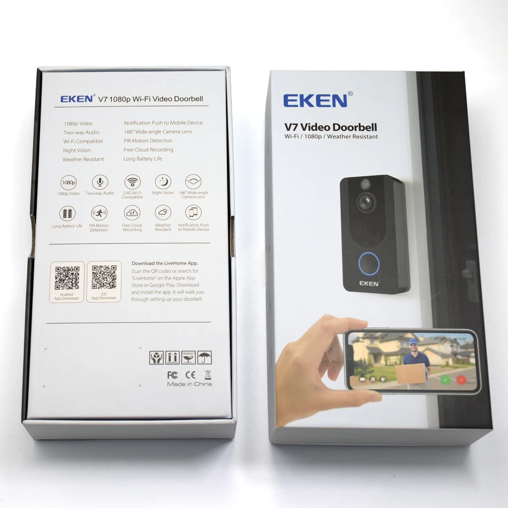 Eken V7 видео doorbell1080p с ringtone ночного видения беспроводной мониторинг безопасности Интеллектуальное обнаружение движения домофон камера