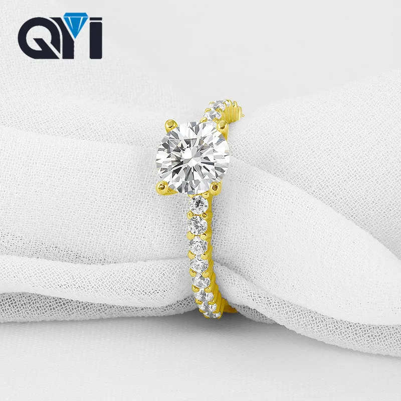 QYI Advanced Customization 14K одноцветное кольцо из желтого золота классическое свадебное