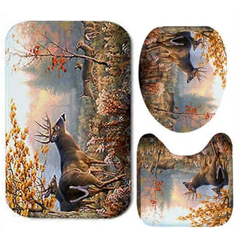 

Mat Shower Curtains Toilet Cover Rug Protection Landscape Home Kitchen