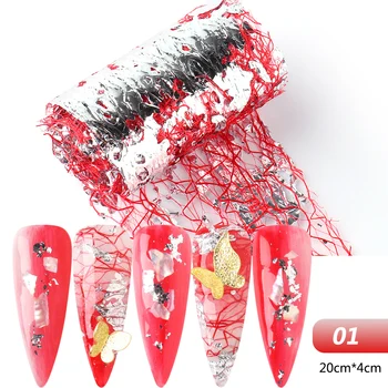 

1pcs Mesh 3D Nail Sticker Aluminum Gold Foil Silk Line Tape On Nails Spider Web Silver Glitter Slider Polish Manicure JI1778-1