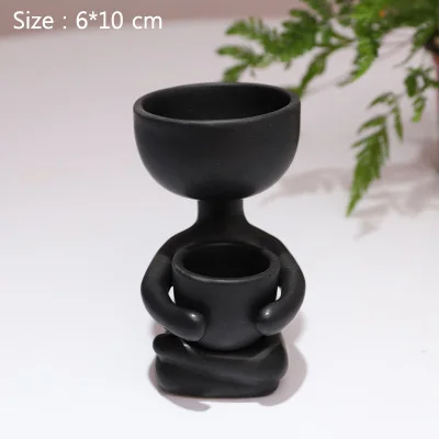 Black-B Strongwell, нордический гуманоидный керамический цветочный горшок, креативное ремесло, горшок для растений, цветочный горшок, ваза, украшение дома, подарок на день рождения, милый - Цвет: Black-B