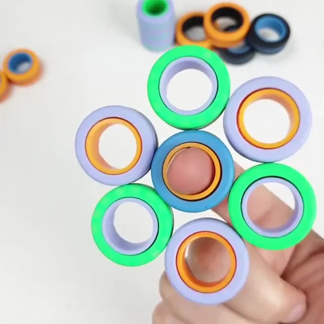 3Pcs Magnetic Rings Unzip AntiStress Fidget Ring Spinner Toy Magic Ring Props Tools Anti Stress Figet Stress Child Toys Relief 3