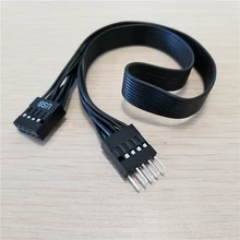 Placa-mãe 9pin usb 2.0 macho para fêmea, extensão dupont cabo de dados linha de 30cm para pc diy