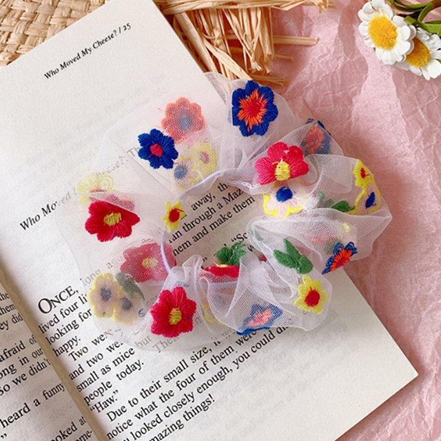 Silk Rainbow Scrunchies For Women Girls Gum Hair Tie 1PCS Hair Rope Rubber Bands Ponytail Hold Hair Accessories