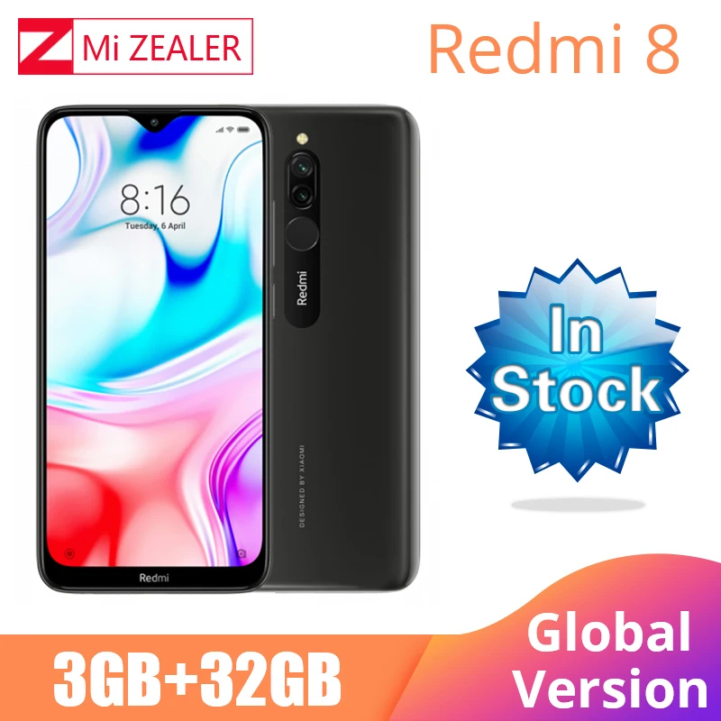 Новая глобальная версия Xiao Redmi 8 смартфон 3 ГБ ОЗУ 32 Гб ПЗУ Snapdragon 439 10 Вт Быстрая зарядка 5000 мА батарея мобильного телефона - Цвет: Black