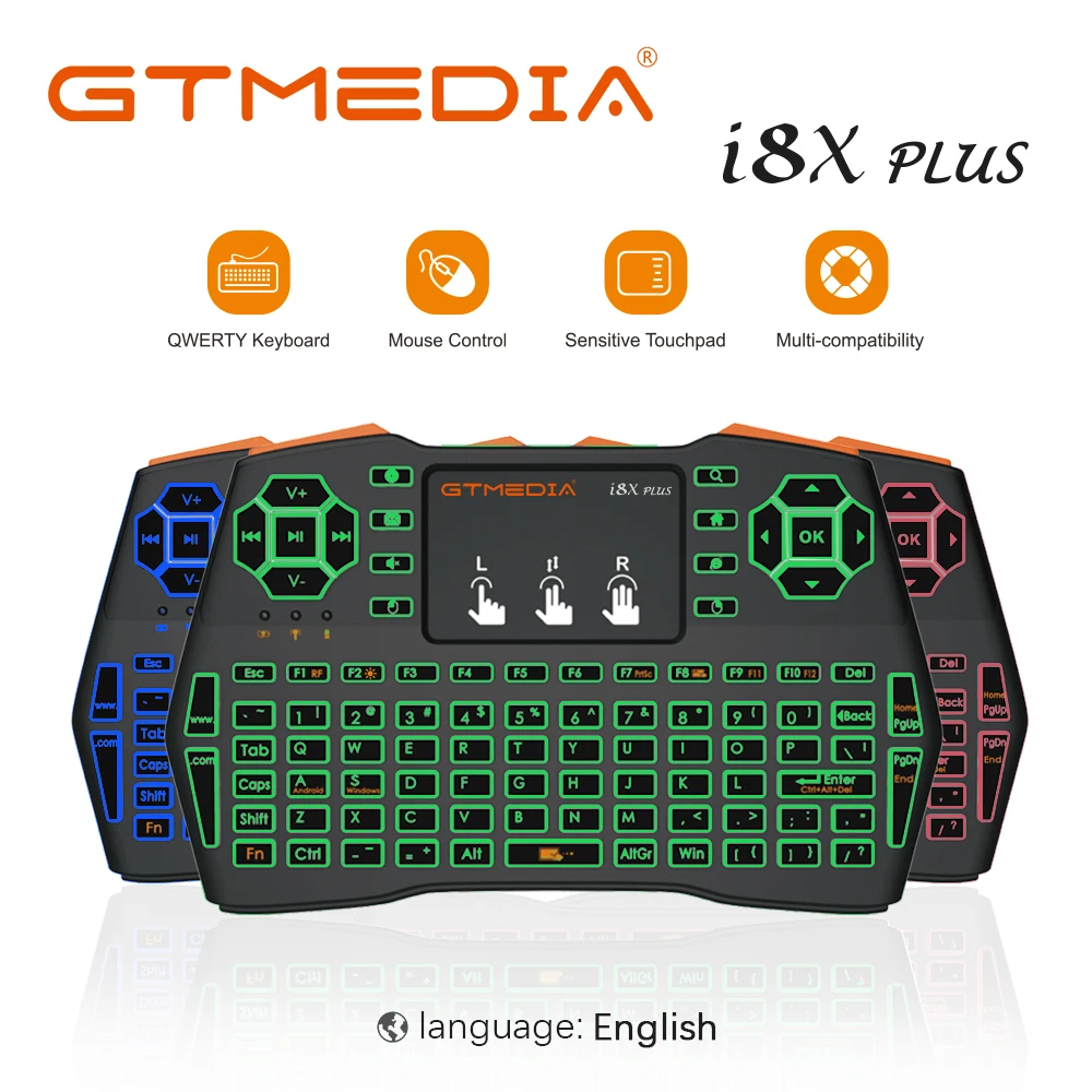 GTMEDIA i8X Plus 2 4 ГГц Беспроводная клавиатура с подсветкой i8 Mini португальский