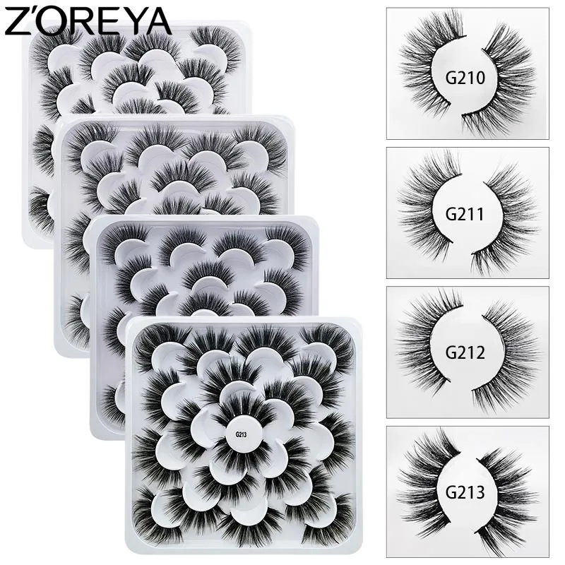 

ZOREYA 10 Pairs 3D Mink Eyelashes Thick Eyelashes Extention Volume Fake Lashes As Makeup Tool