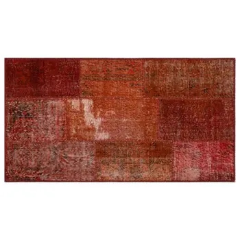 

Handmade Red Vintage Overdyed Patchwork Area Rug 080x150 Cm-2'7''X4'11''