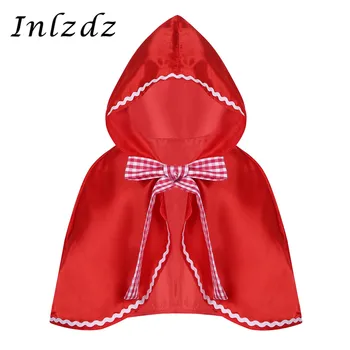 

Kids Girls Cosplay Costume Satin Red Hooded Cloak Cape for Halloween Theme Party Costume Children's Role Play Clothing Dress Up