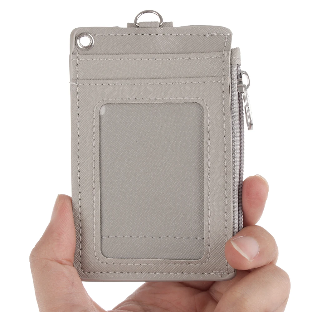 New PU Leather Business ID Card Holder Credit Badge Bus Cards Cover Coin Purse Wallet With Keychain Keyring holder | Багаж и сумки