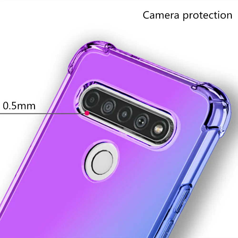 Противоударный прозрачный градиентный чехол для LG K61 K51 K51S K50 K50S K41S K40S K31 Q51 Q60 Stylo 6 5