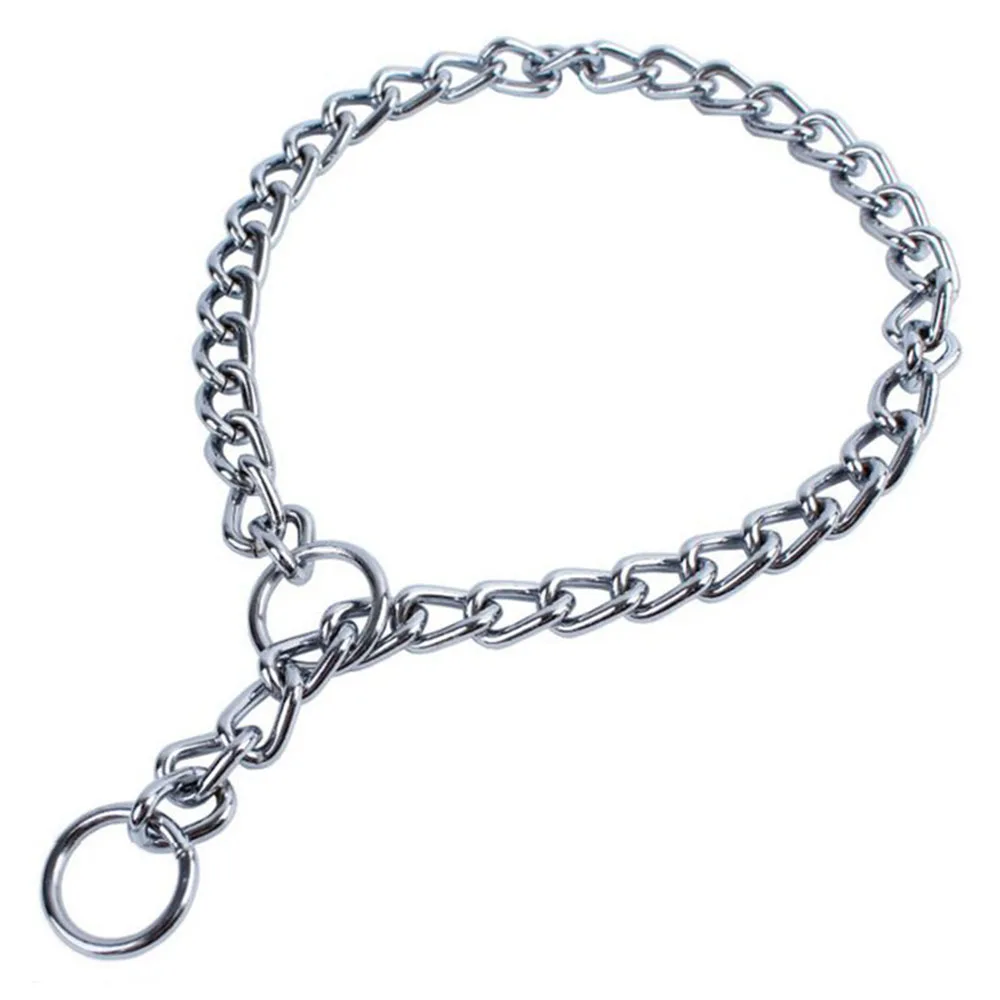 Cromo de hierro inoxidable perro Collar de tracción cuerda perro P Collar de cadena ajustable No collares para suministros para mascotas perros